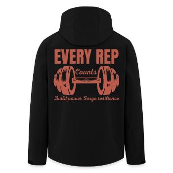 Chaque répétition compte la motivation Barbell Fitness Gym - Veste softshell homme en polyester recyclé Stanley/Stella - noir - Dos - AI Model Male 185 light (185cm)