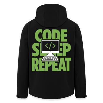 Code Sleep Repeat Programmierer - Recycelte Männer Softshell-Jacke von Stanley/Stella - Schwarz - Hinten - AI Model Male 185 light (185cm)