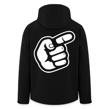 Direction pointée de la main avec le doigt - Veste softshell homme en polyester recyclé Stanley/Stella - noir - Dos - AI Model Male 185 light (185cm)