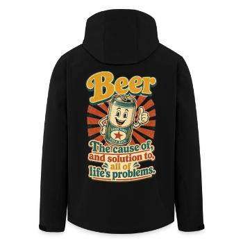 Beer | Lustiger Bier Spruch im Retro Look - Recycelte Männer Softshell-Jacke von Stanley/Stella - Schwarz - Hinten - AI Model Male 185 light (185cm)