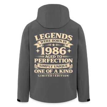 Né en 1986 Simplement unique - Veste softshell homme en polyester recyclé Stanley/Stella - noir - Dos - AI Model Male 185 light (185cm)