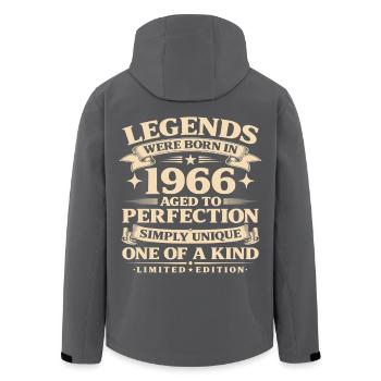 Né en 1966 Simplement unique - Veste softshell homme en polyester recyclé Stanley/Stella - noir - Dos - AI Model Male 185 light (185cm)