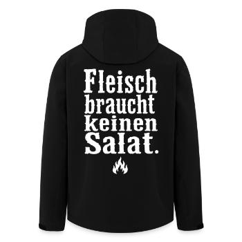 Fleisch braucht keinen Salat Spruch Grill Motiv - Recycelte Männer Softshell-Jacke von Stanley/Stella - Schwarz - Hinten - AI Model Male 185 light (185cm)