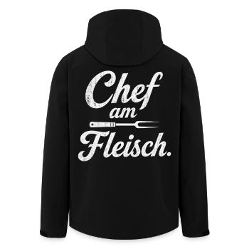 Chef am Fleisch Grillen Grillmeister für Männer - Recycelte Männer Softshell-Jacke von Stanley/Stella - Schwarz - Hinten - AI Model Male 185 light (185cm)