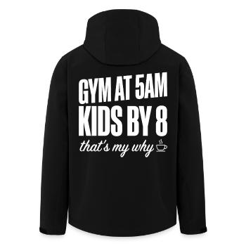 Motivation de la salle de sport Fit, Maman Papa 5h du matin Citation d’entraînement - Veste softshell homme en polyester recyclé Stanley/Stella - noir - Dos - AI Model Male 185 light (185cm)