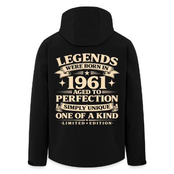 Né en 1961 Simplement unique - Veste softshell homme en polyester recyclé Stanley/Stella - noir - Dos - AI Model Male 185 light (185cm)