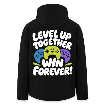 Level Up Together Win Forever - Recycelte Männer Softshell-Jacke von Stanley/Stella - Schwarz - Hinten - AI Model Male 185 light (185cm)