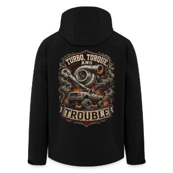 Couple turbo du charbon roulant et problèmes - Veste softshell homme en polyester recyclé Stanley/Stella - noir - Dos - AI Model Male 185 light (185cm)