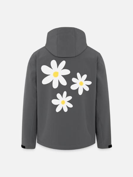 White flowers in timeless elegance - Men’s Recycled Softshell Jacket by Stanley/Stella - black