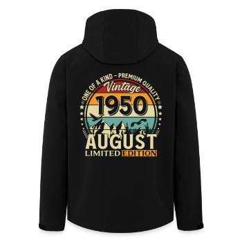Cadeau du 76e anniversaire Mari Original 1950 août - Veste softshell homme en polyester recyclé Stanley/Stella - noir - Dos - AI Model Male 185 light (185cm)