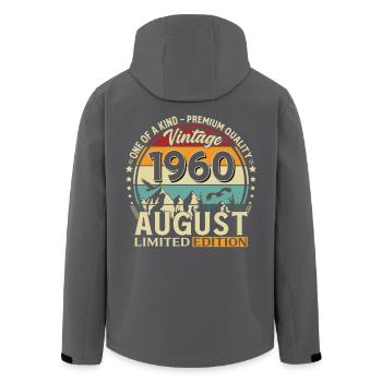 66e anniversaire cadeau mari Original 1960 août - Veste softshell homme en polyester recyclé Stanley/Stella - noir - Dos - AI Model Male 185 light (185cm)