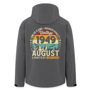 Cadeau du 77e anniversaire Mari Original 1949 août - Veste softshell homme en polyester recyclé Stanley/Stella - noir - Dos - AI Model Male 185 light (185cm)