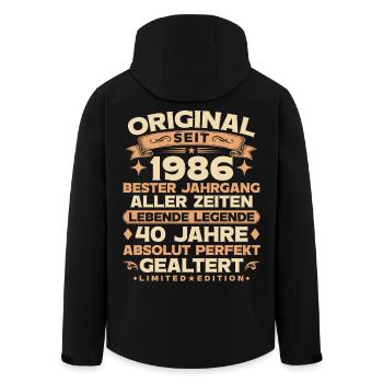 Original 1986 Jahrgang Legende 40. Geburtstag - Recycelte Männer Softshell-Jacke von Stanley/Stella - Schwarz - Hinten - AI Model Male 185 light (185cm)