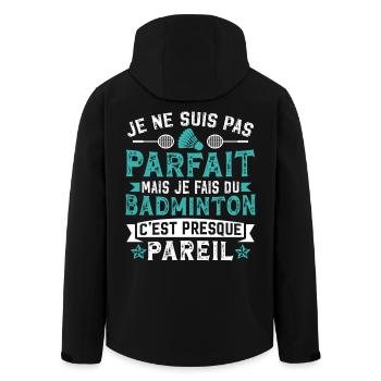 Je fais du badminton   - Veste softshell homme en polyester recyclé Stanley/Stella - noir - Dos - AI Model Male 185 light (185cm)