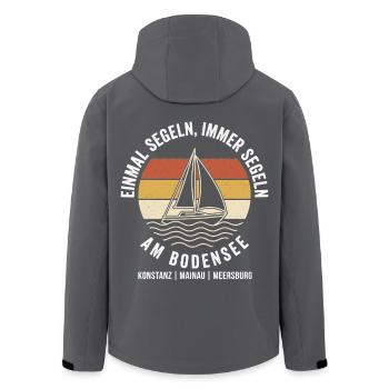 Segeln Bodensee Segelboot Vintage Retro - Recycelte Männer Softshell-Jacke von Stanley/Stella - Schwarz - Hinten - AI Model Male 185 light (185cm)