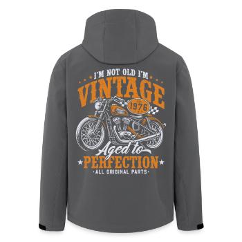 Cadeau d’anniversaire de moto vintage vintage 1976 - Veste softshell homme en polyester recyclé Stanley/Stella - noir - Dos - AI Model Male 185 light (185cm)