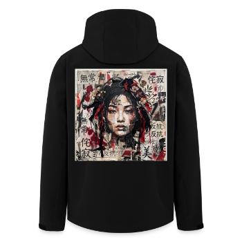 Japanese Collage Art Asia Punk Samuraifrau Collage - Recycelte Männer Softshell-Jacke von Stanley/Stella - Schwarz - Hinten - AI Model Male 185 light (185cm)