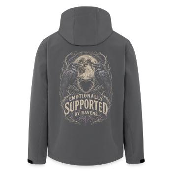 Rabe Raben Emotionally Supportet By Ravens - Recycelte Männer Softshell-Jacke von Stanley/Stella - Schwarz - Hinten - AI Model Male 185 light (185cm)