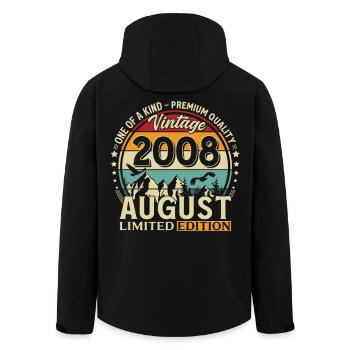 Cadeau de 18e anniversaire Mari Original août 2008 - Veste softshell homme en polyester recyclé Stanley/Stella - noir - Dos - AI Model Male 185 light (185cm)