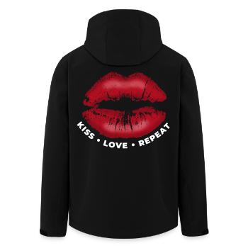 Embrasse, amour, répétez ! Lèvres embrassables avec du rouge à lèvres - Veste softshell homme en polyester recyclé Stanley/Stella - noir - Dos - AI Model Male 185 light (185cm)