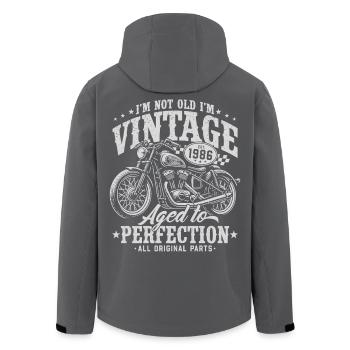 Cadeau d’anniversaire de moto vintage vintage 1986 - Veste softshell homme en polyester recyclé Stanley/Stella - noir - Dos - AI Model Male 185 light (185cm)