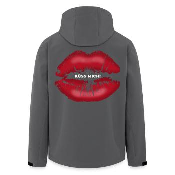 Küss mich! Kussmund mit Lippenstift Lippe Spruch - Recycelte Männer Softshell-Jacke von Stanley/Stella - Schwarz - Hinten - AI Model Male 185 light (185cm)