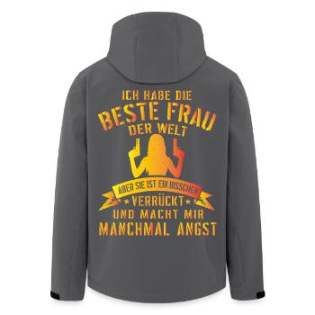 Super lustiges Geschenk für Ehemann mit verrückter - Recycelte Männer Softshell-Jacke von Stanley/Stella - Schwarz - Hinten - AI Model Male 185 light (185cm)