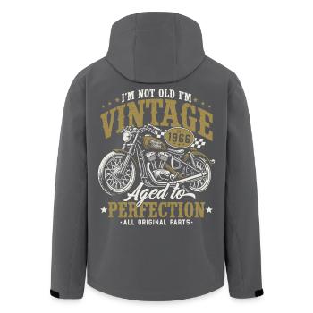 Cadeau d’anniversaire de moto vintage vintage 1966 - Veste softshell homme en polyester recyclé Stanley/Stella - noir - Dos - AI Model Male 185 light (185cm)
