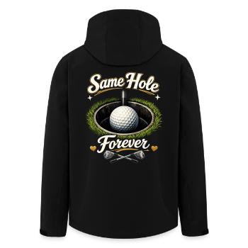 Golf de la chemise de la fête de garçon - Même trou pour toujours Bräutigam - Veste softshell homme en polyester recyclé Stanley/Stella - noir - Dos - AI Model Male 185 light (185cm)