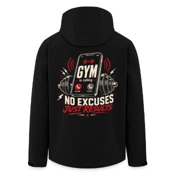 Gym Is Calling No Excuses Just Results - Recycelte Männer Softshell-Jacke von Stanley/Stella - Schwarz - Hinten - AI Model Male 185 light (185cm)