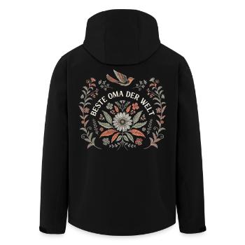 Beste Oma der Welt Blumen Spruch T-Shirt Geschenk - Recycelte Männer Softshell-Jacke von Stanley/Stella - Schwarz - Hinten - AI Model Male 185 light (185cm)