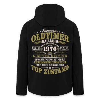 Oldtimer Baujahr 1976 Jahrgang Geburtstag Geschenk - Recycelte Männer Softshell-Jacke von Stanley/Stella - Schwarz - Hinten - AI Model Male 185 light (185cm)
