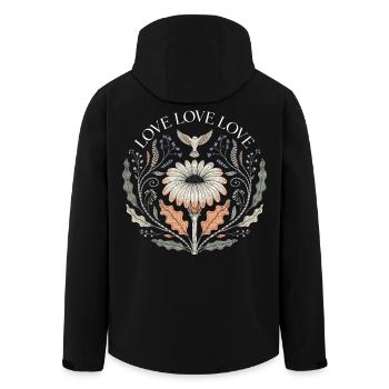 Love Love Love Blumen Spruch Retro T-Shirt - Recycelte Männer Softshell-Jacke von Stanley/Stella - Schwarz - Hinten - AI Model Male 185 light (185cm)