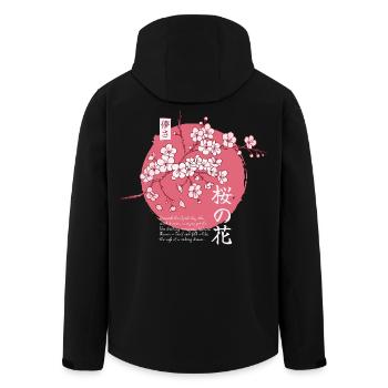 Ephemeral Blossom: Japanese Sakura - Recycelte Männer Softshell-Jacke von Stanley/Stella - Schwarz - Hinten - AI Model Male 185 light (185cm)