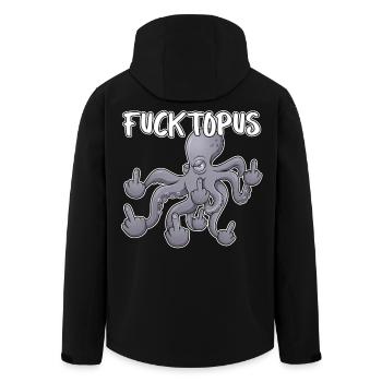 Fucktopuss – Dessin animé de la pieuvre espiègle - Veste softshell homme en polyester recyclé Stanley/Stella - noir - Dos - AI Model Male 185 light (185cm)