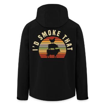 Grillmeister Cadeau de viande, saucisse et bière - Veste softshell homme en polyester recyclé Stanley/Stella - noir - Dos - AI Model Male 185 light (185cm)