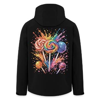 Sucette Bonbon Multicolore Splash Art - Veste softshell homme en polyester recyclé Stanley/Stella - noir - Dos - AI Model Male 185 light (185cm)