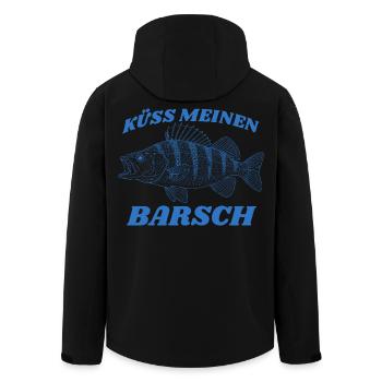 Küss meinen Barsch Vintage Retro lustiger Angler - Recycelte Männer Softshell-Jacke von Stanley/Stella - Schwarz - Hinten - AI Model Male 185 light (185cm)