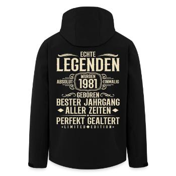 Jahrgang 1981 Geburtstag Absolut Einmalig - Recycelte Männer Softshell-Jacke von Stanley/Stella - Schwarz - Hinten - AI Model Male 185 light (185cm)