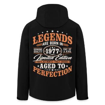 1977 Jahrgang geboren Legenden Vintage Geburtstag - Recycelte Männer Softshell-Jacke von Stanley/Stella - Schwarz - Hinten - AI Model Male 185 light (185cm)