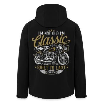1976 Jahrgang Vintage Motorrad Geburtstag Geschenk - Recycelte Männer Softshell-Jacke von Stanley/Stella - Schwarz - Hinten - AI Model Male 185 light (185cm)