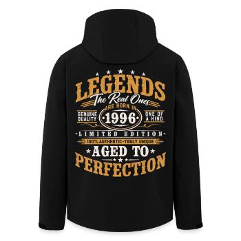1996 Vintage Born Legends Vintage Birthday - Men’s Recycled Softshell Jacket by Stanley/Stella - black - Back - AI Model Male 185 light (185cm)