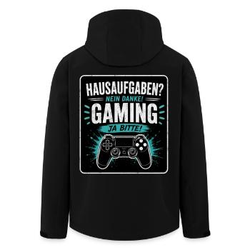 Hausaufgaben? Nein Danke! Gaming - Ja Bitte! - Recycelte Männer Softshell-Jacke von Stanley/Stella - Schwarz - Hinten - AI Model Male 185 light (185cm)