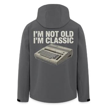 Nicht alt, ich bin ein klassischer Retro-Computer - Recycelte Männer Softshell-Jacke von Stanley/Stella - Schwarz - Hinten - AI Model Male 185 light (185cm)