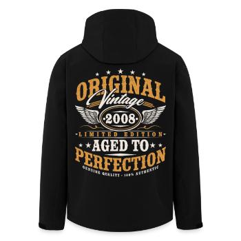 Original 2008 Jahrgang Vintage Geburtstag Geschenk - Recycelte Männer Softshell-Jacke von Stanley/Stella - Schwarz - Hinten - AI Model Male 185 light (185cm)
