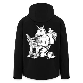 Nonsens Motiv mit Einhorn - Recycelte Männer Softshell-Jacke von Stanley/Stella - Schwarz - Hinten - AI Model Male 185 light (185cm)