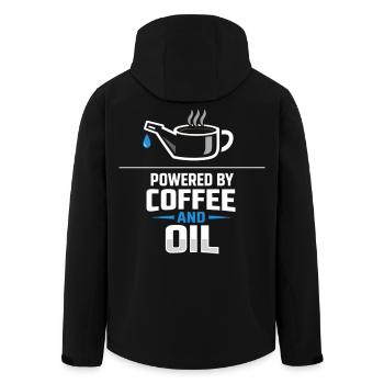 Powered By Coffee And Oil Schrauber Spruch Kaffee - Men’s Recycled Softshell Jacket by Stanley/Stella - black - Back - AI Model Male 185 light (185cm)