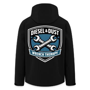 Diesel & Dust Wrench Therapy Schrauber Motiv - Recycelte Männer Softshell-Jacke von Stanley/Stella - Schwarz - Hinten - AI Model Male 185 light (185cm)