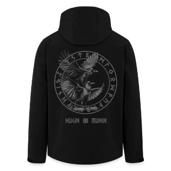 Vegvisir Hugin & Munin Viking Odin Valhalla Raven - Men’s Recycled Softshell Jacket by Stanley/Stella - black - Back - AI Model Male 185 light (185cm)