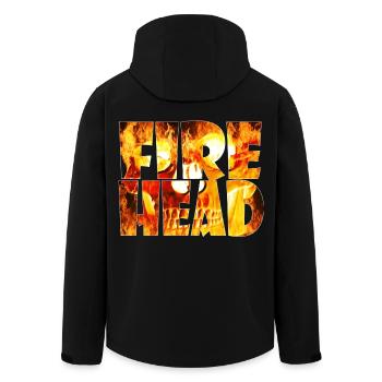 Feuerkopf lettering made of flames - Men’s Recycled Softshell Jacket by Stanley/Stella - black - Back - AI Model Male 185 light (185cm)